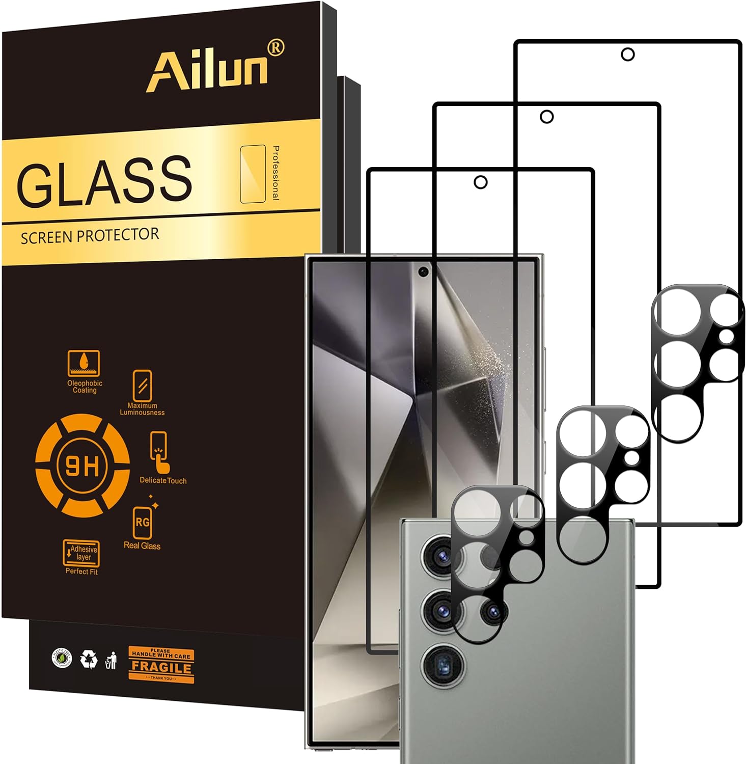 Ailun 3 Pack Camera Lens Protector for iPhone 15 Pro 6.1 ＆ iPhone 15 Pro  Max 6.7,Tempered Glass,9H Hardness,Ultra HD,Anti-Scratch,Easy to